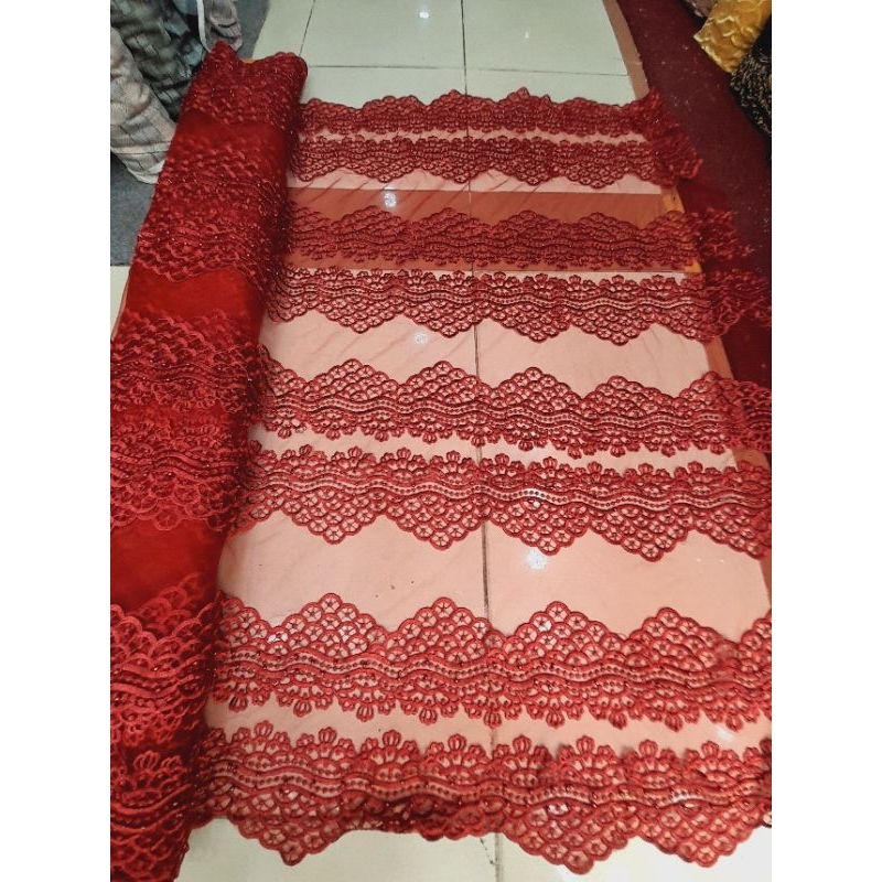 Kain tile renda 8 baris bermutiara/kain tile renda terbaru murah,kain renda pinggiran terbaru,kain t