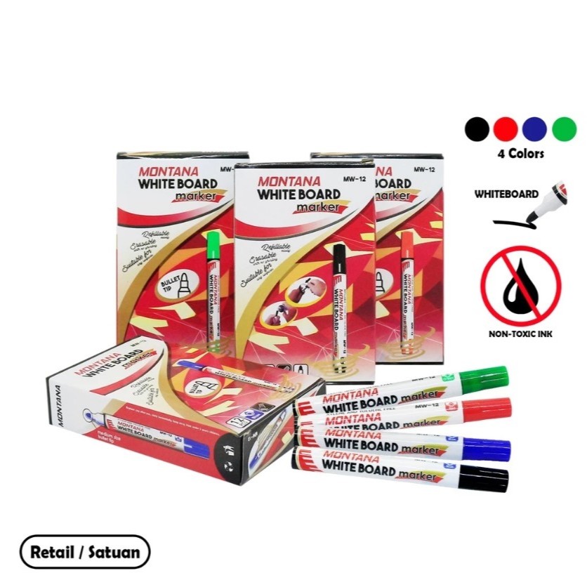 

(1Pcs) Spidol Whiteboard Montana | Spidol Besar bisa dihapus | BTM