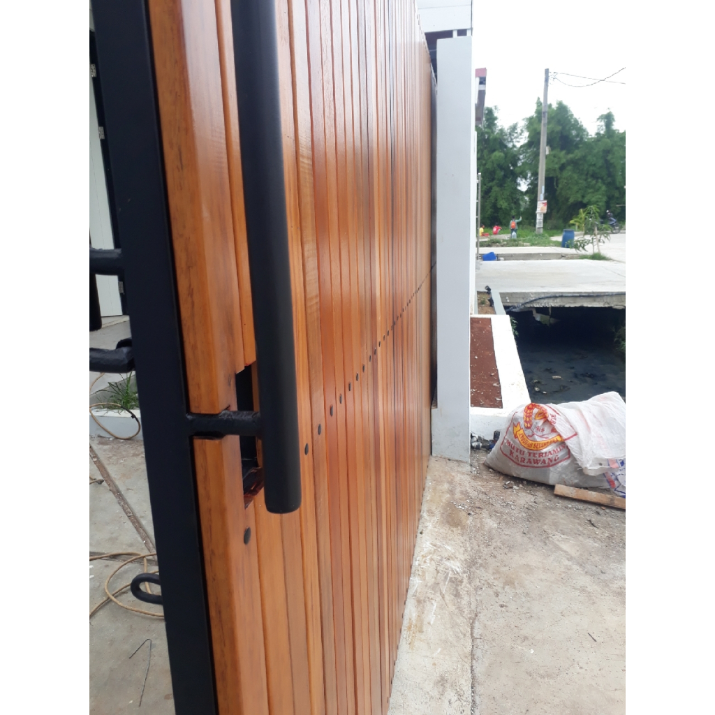 Custom Pintu Pagar besi kayu - Gerbang Besi Kayu