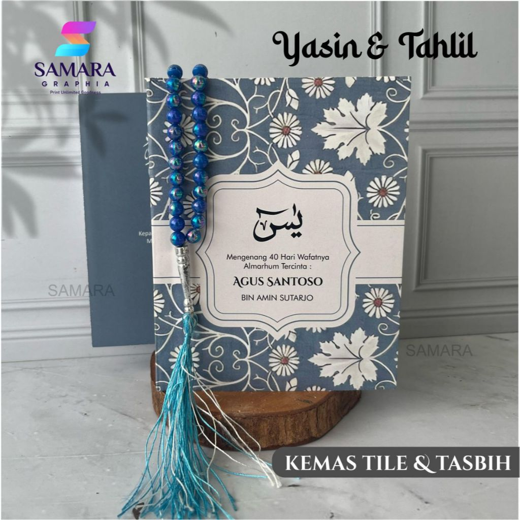 Buku Yasin dan tahlil custom Souvenir tahlilan lengkap foto almarhum 40 hari 100 1000 hari IRIS 3