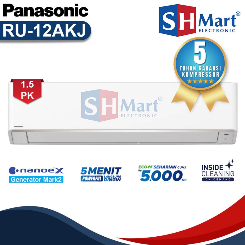 AC PANASONIC 1,5 PK CS-RU12AKJ / RU12AKJ DELUXE INVERTER SI BIRU NANOE X GARANSI RESMI