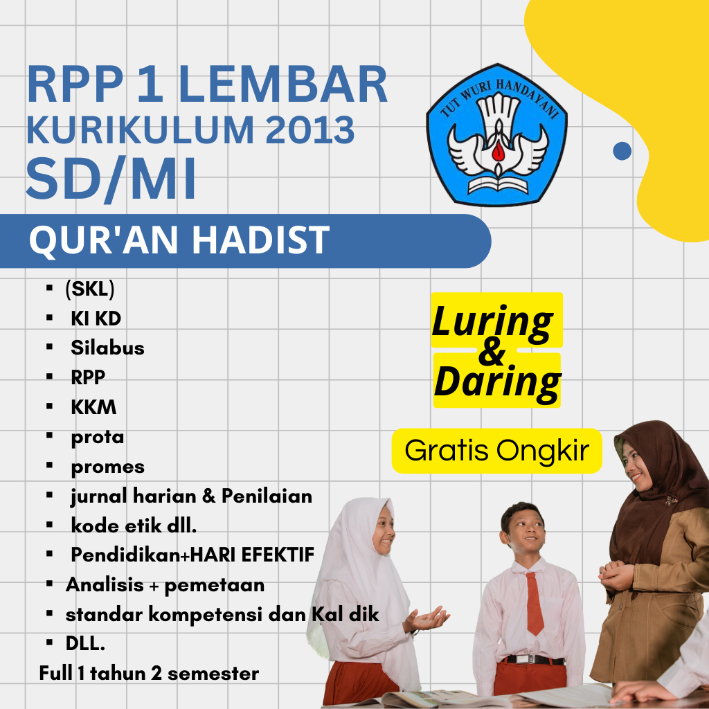 

RPP 1 LEMBAR QURAN HADIST SD/MI KURIKULUM 2013 SIAP PAKAI