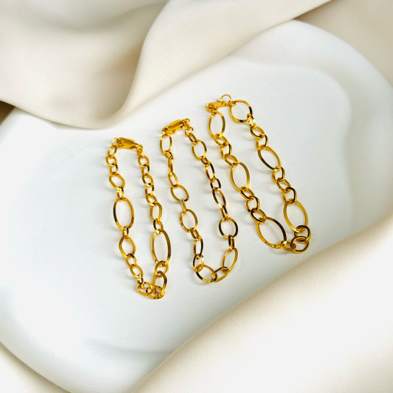 Gelang Mocca Oval Simple 2graman Emas Asli Kadar 700 16K