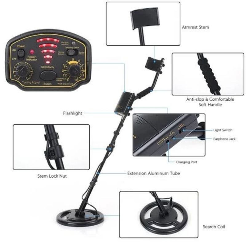 Smart Sensor AR944M Metal Detector Underground Emas Gold Hunter 1.5m