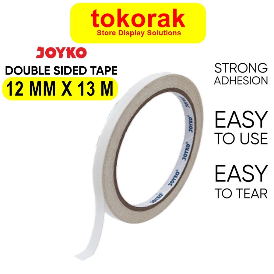 

DOUBLE TAPE 12 MM X 13 M 1/2 INCH JOYKO ISOLASI TAPE DOUBLE SIDED TAPE PEREKAT 2 SISI DOBEL TIP 12MM 1/2