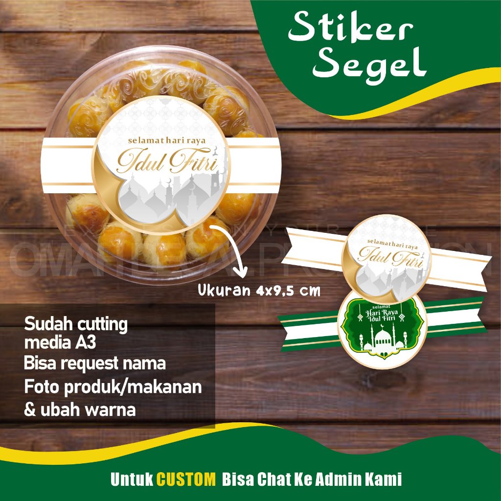 

Stiker Toples Kue Hari Raya Lebaran Idul Fitri Hampers Cetak Stiker Label Kemasan + Cutting Chromo