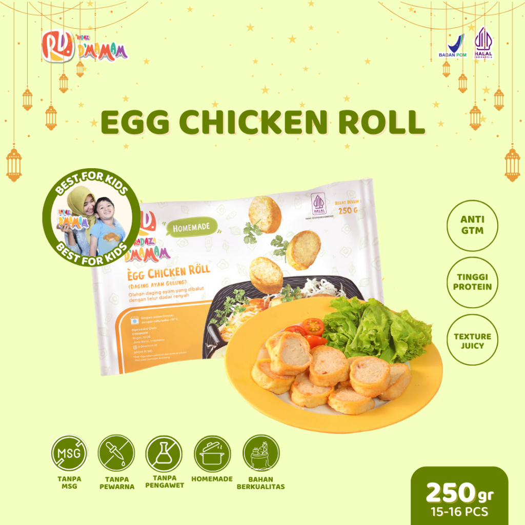 

Radaza D'MAMAM Egg Chicken Roll 250g Bento Frozen Anak MPASI Homemade Non MSG No Pengawet BPOM HALAL