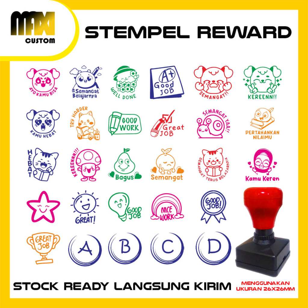 

Stempel Nilai Reward, PAUD / TK / SD / Home Schooling / Stempel Guru / Stempel Custom/ Stempel Lucu