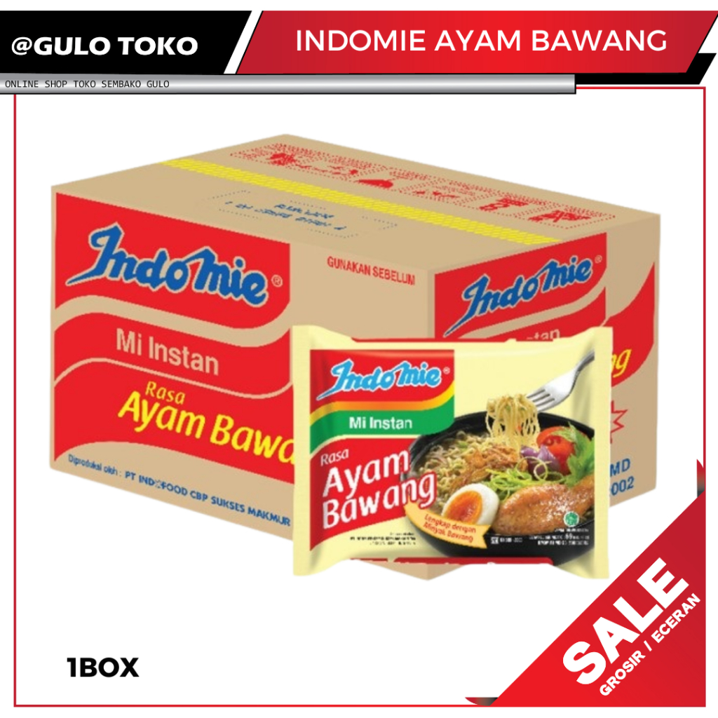 

Mie INDOMI AYAM BAWANG Rasa Ayam Bawang 1DUS/BOX (GULO TOKO)