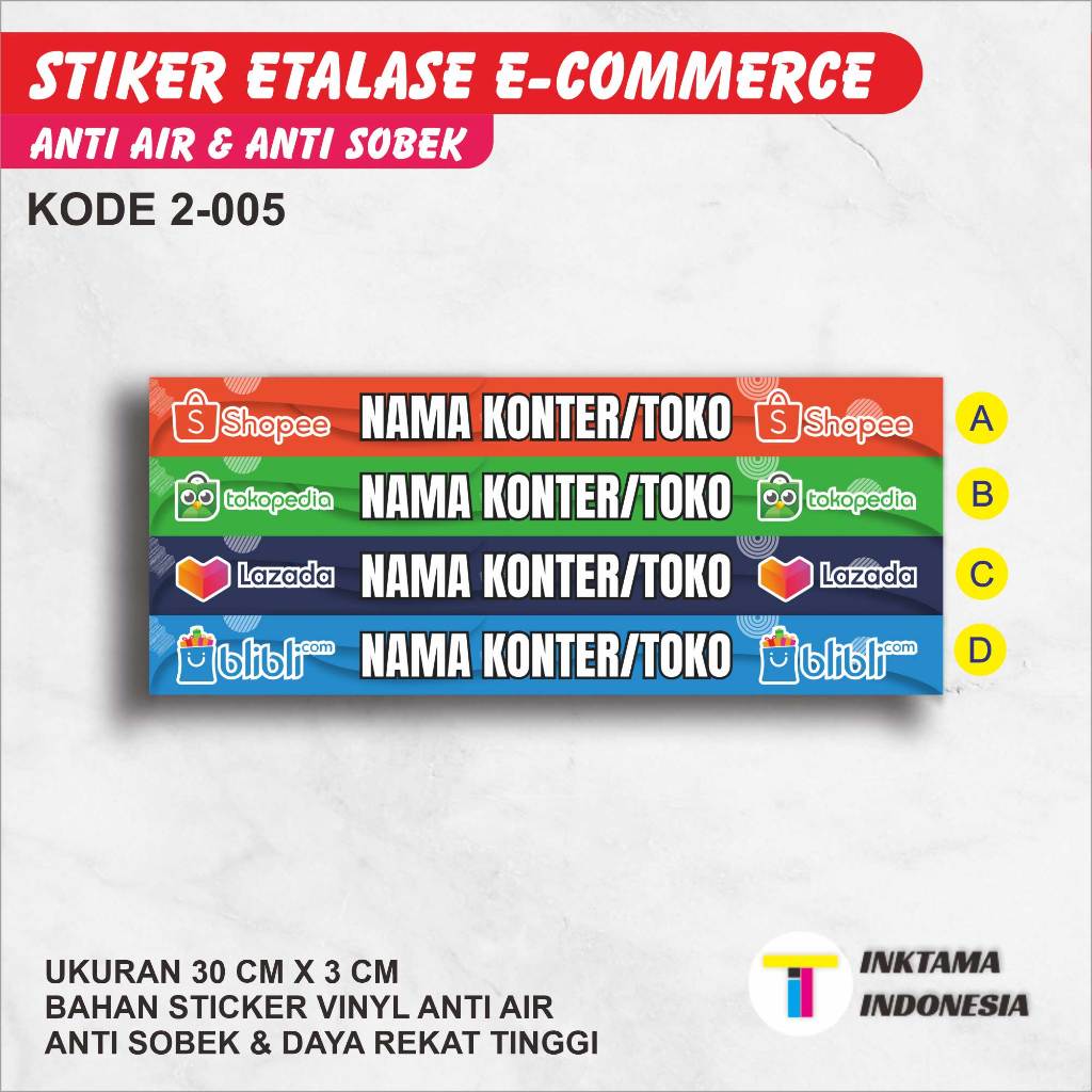 

Sticker Stiker Etalase E Commerce Konter / Counter / Toko Tanpa Minimal Order