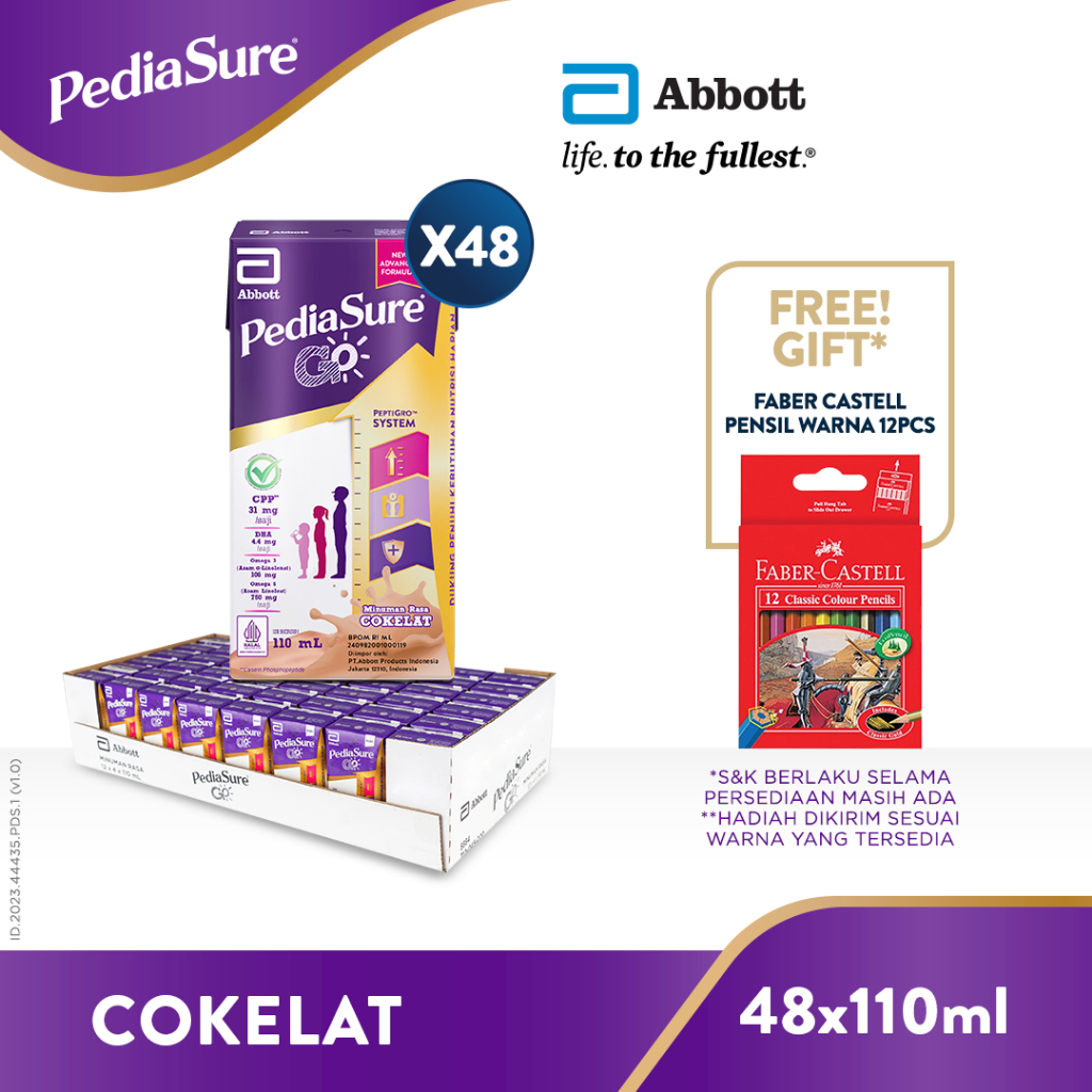 

PediaSure Go Cokelat (1-10th) - Nutrisi UHT - 48x110ml - FREE GIFT