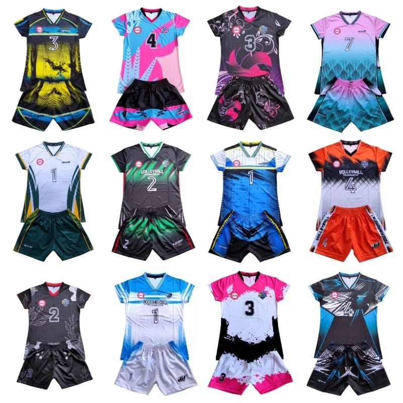 Baju stelan olahraga khusus wanita volly motif full printing