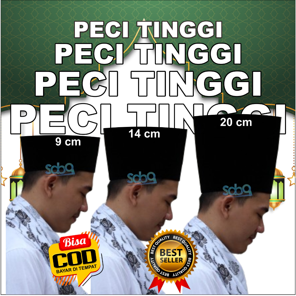 Peci Songkok Kopiah Hitam Tinggi - Peci Madura - Songkok Nasional Tinggi 20cm