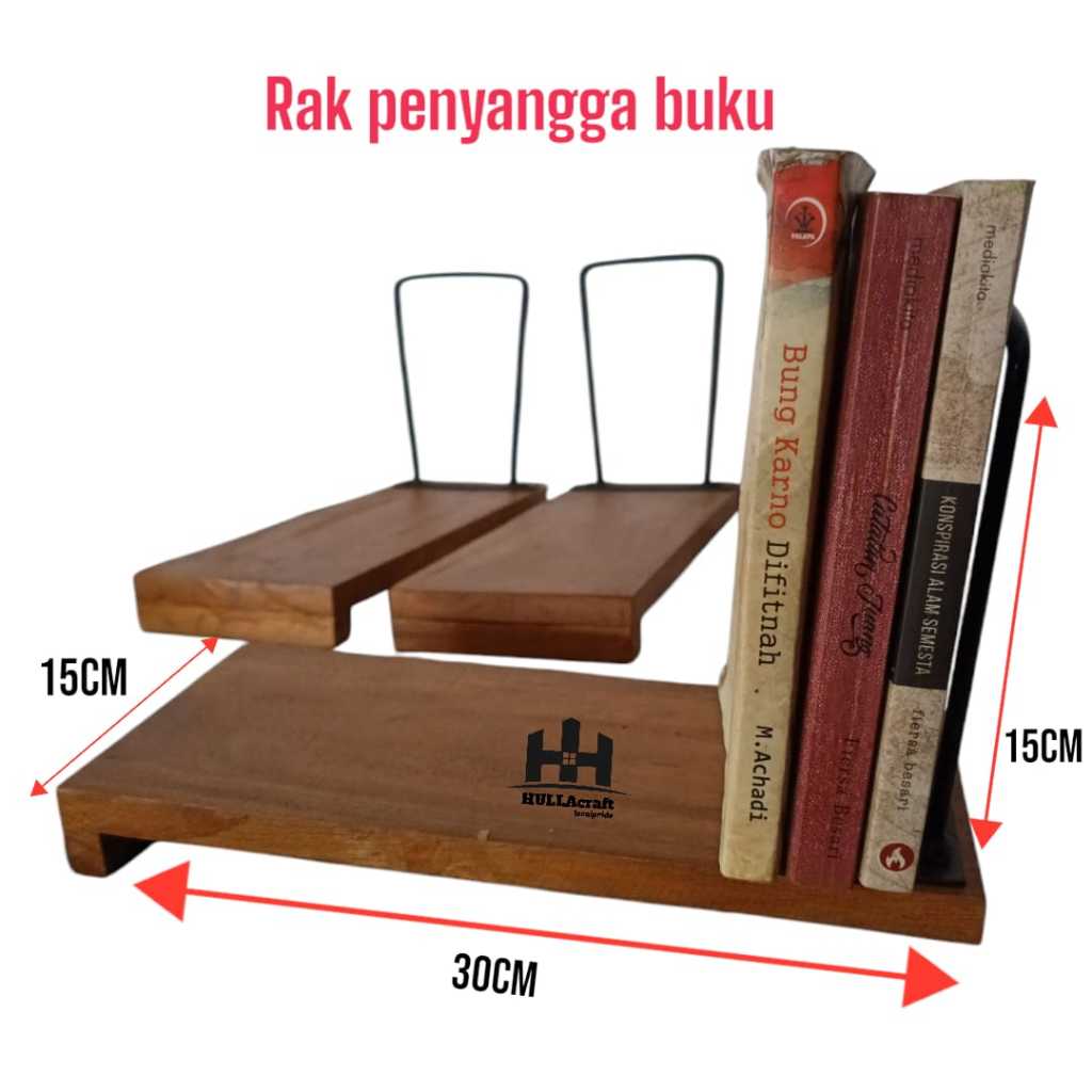 Penyangga Buku Industrial Kayu/ Book Stand/ Book Holder
