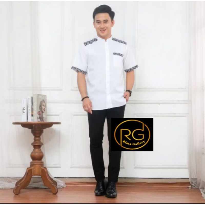 Baju Koko Pria Muslim Lengan Pendek Kain Katun Adem Halus Premium Koko Pria Dewasa