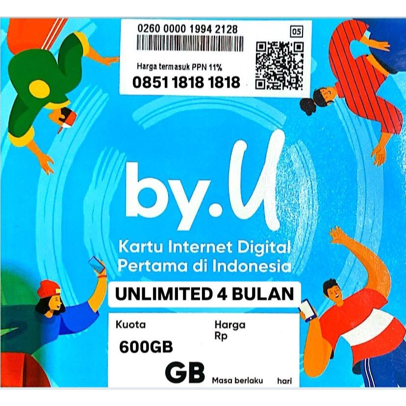 Promo Kartu Perdana By.U Nomor Cantik 12 digit Bonus Kuota 600GB berlaku 4 bulan