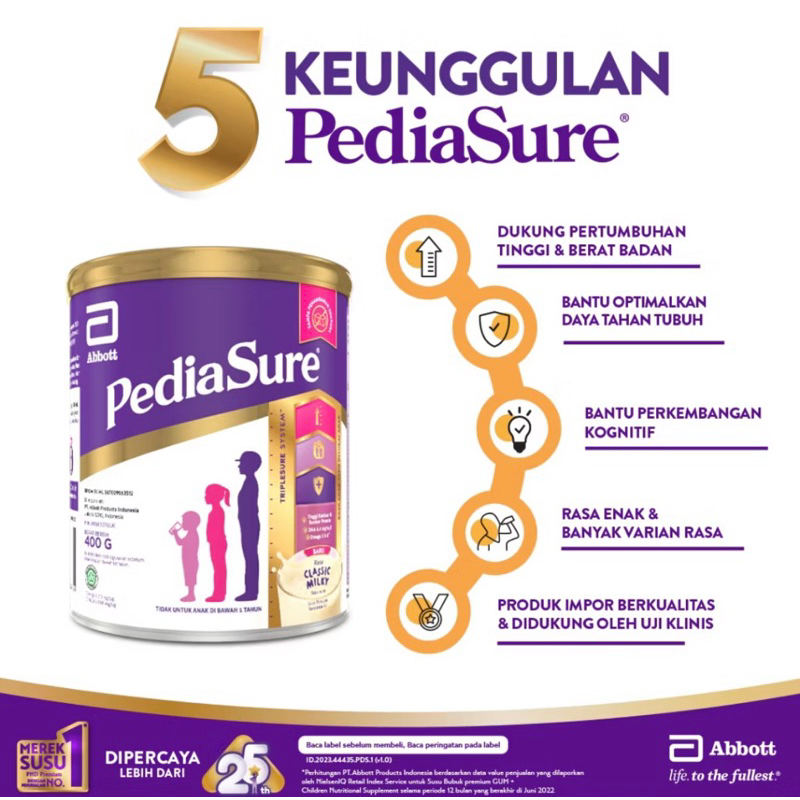 

Pediasure Classic Milky 400gram 2 kaleng ED 2026