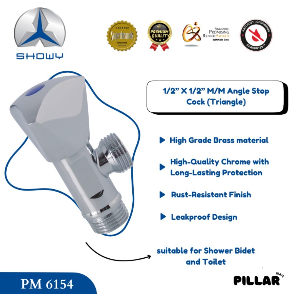 Mini Angel Valve Showy | Ukuran 1/2inch | Kran Kecil untuk Shower Bidet dan Toilet | Bahan Chrome | 