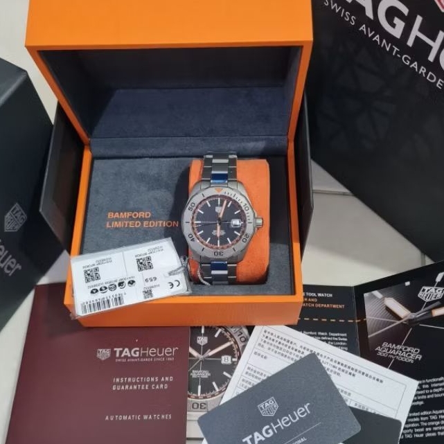 Jam tangan Automatic Swiss Calibre 5 TH T*GHeuer Aquaracer Bamford WAY208F.BF0638 Titanium Limited E