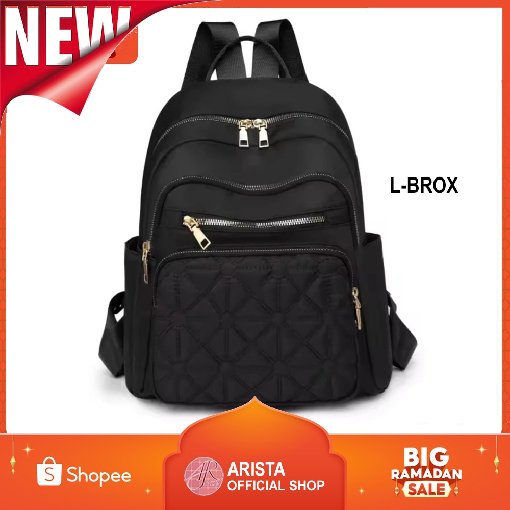 ARISTA - Tas Ransel L-BROX | Tas Ransel Wanita Waterproof kulit sintetis Warna Hitam merah abu pink