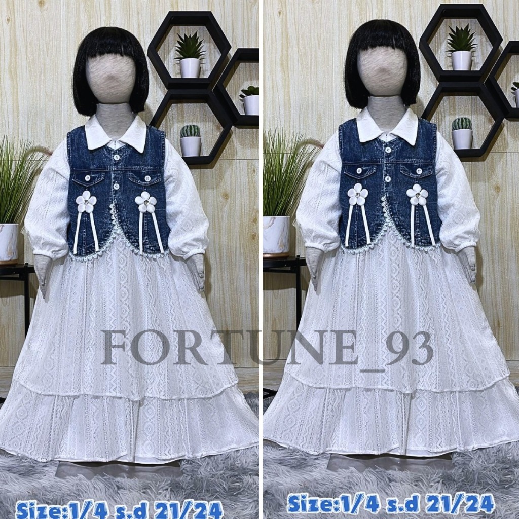 Gamis Jeans Import Anak Tanggung untuk umur 3 - 10 Tahun Zaleka maxy kids Dress Anak Prempuan Baju G