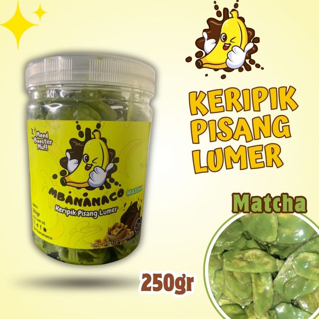 

Mbananaco - Keripik pisang matcha lumer 250gr - Pisang Cokelat Matcha - Crispy - Cemilan Snack enak