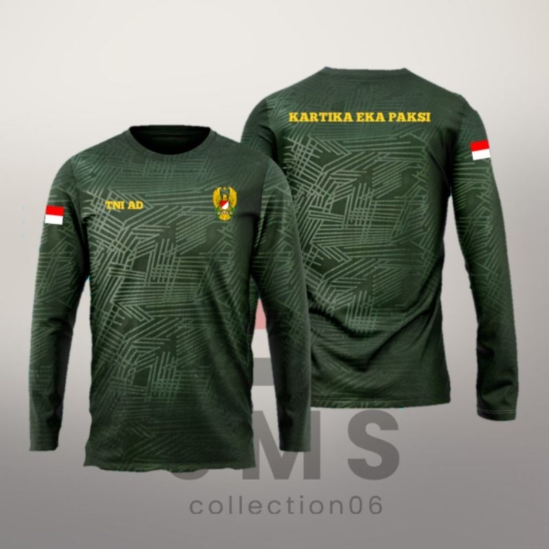 kaos model logo TNI AD lengan panjang / kaos logo TNI AD bahan dryfit emboss/ baju kaos lengan panja