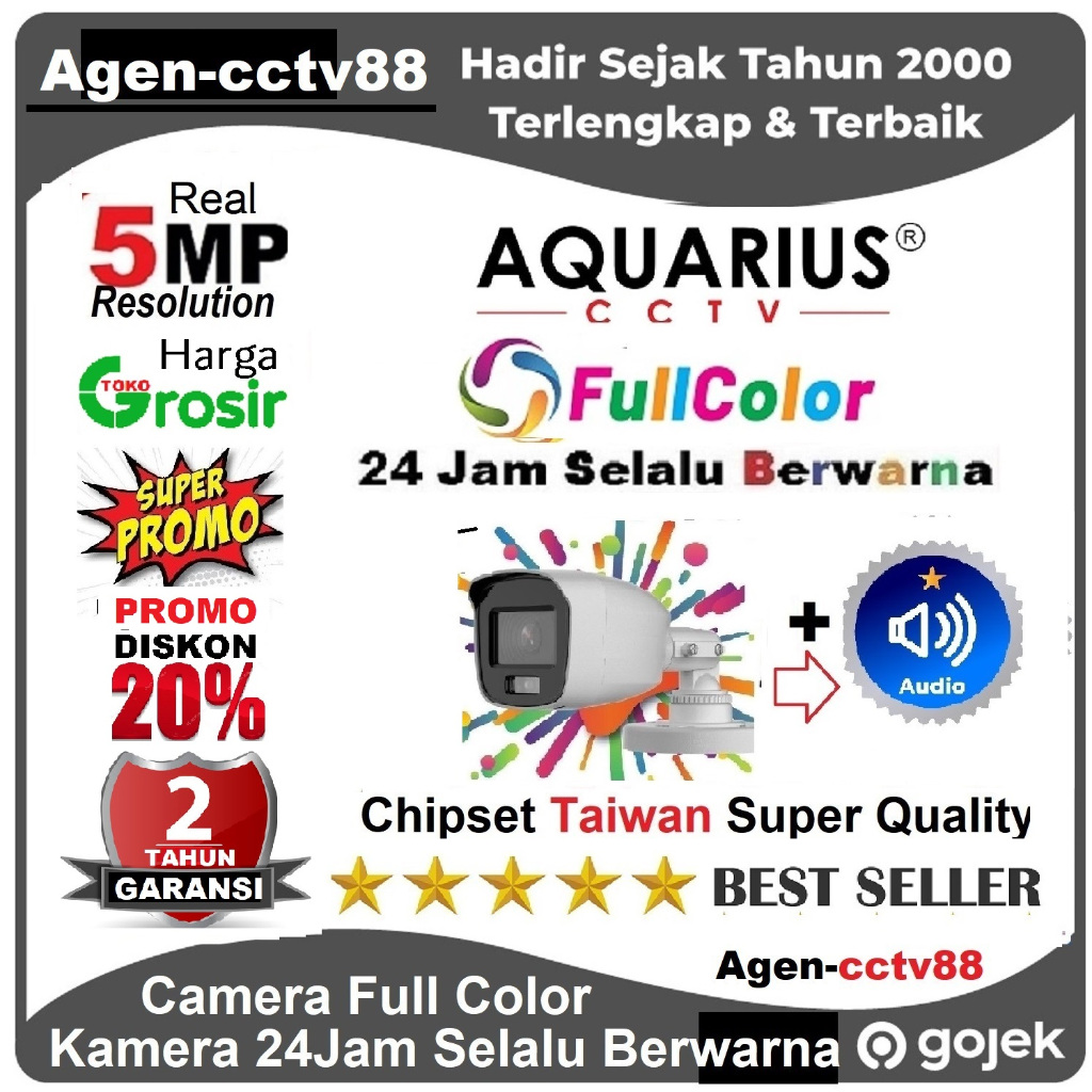 Kamera CCTV 5MP Outdoor Colorvu + Audio AQUARIUS Full Color Harga Lagi Promo Agen-cctv88