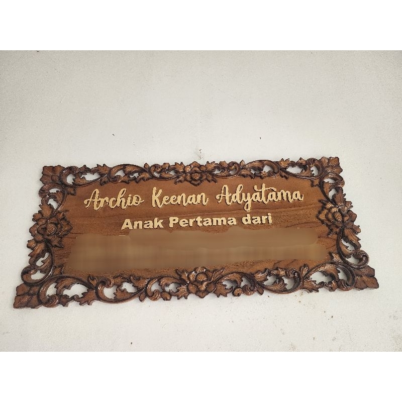 Papan Nama Ukiran Kayu Jati