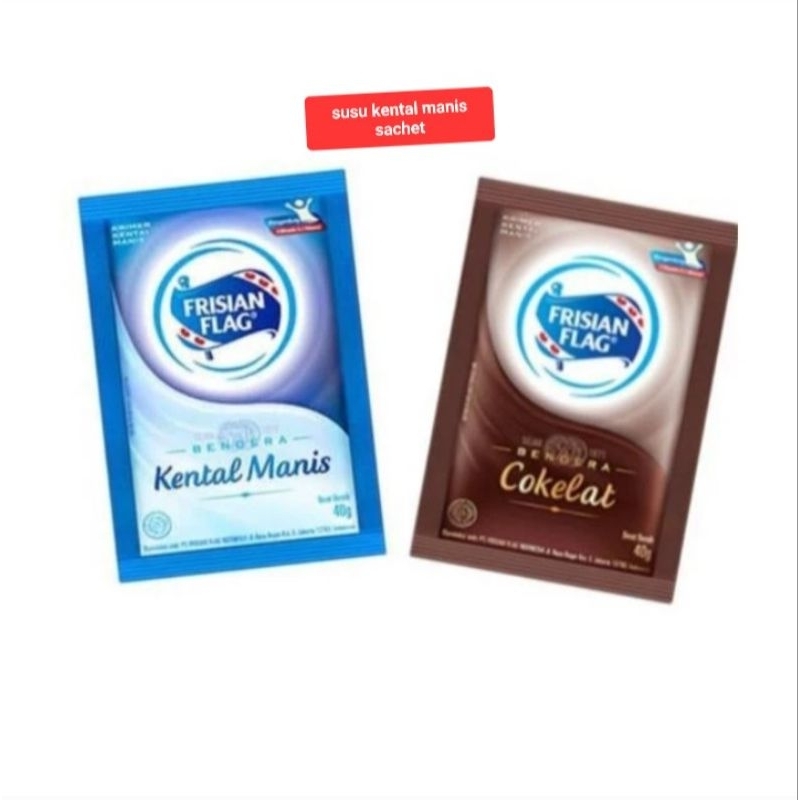 

Susu Kental Manis Skm Frisian Flag Bendera Sachet 1 Renceng Isi 8 Sasetan Warna Putih Coklat Ukuran kurang lebih 40 gram