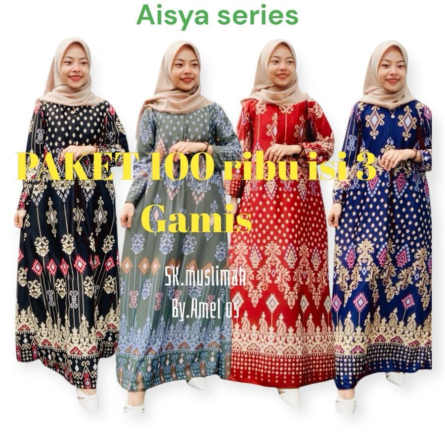 Gamis Aisya Series Jumbo LD 110 | Paket 3PCS 100RB | Busui Friendly & Lengan Karet