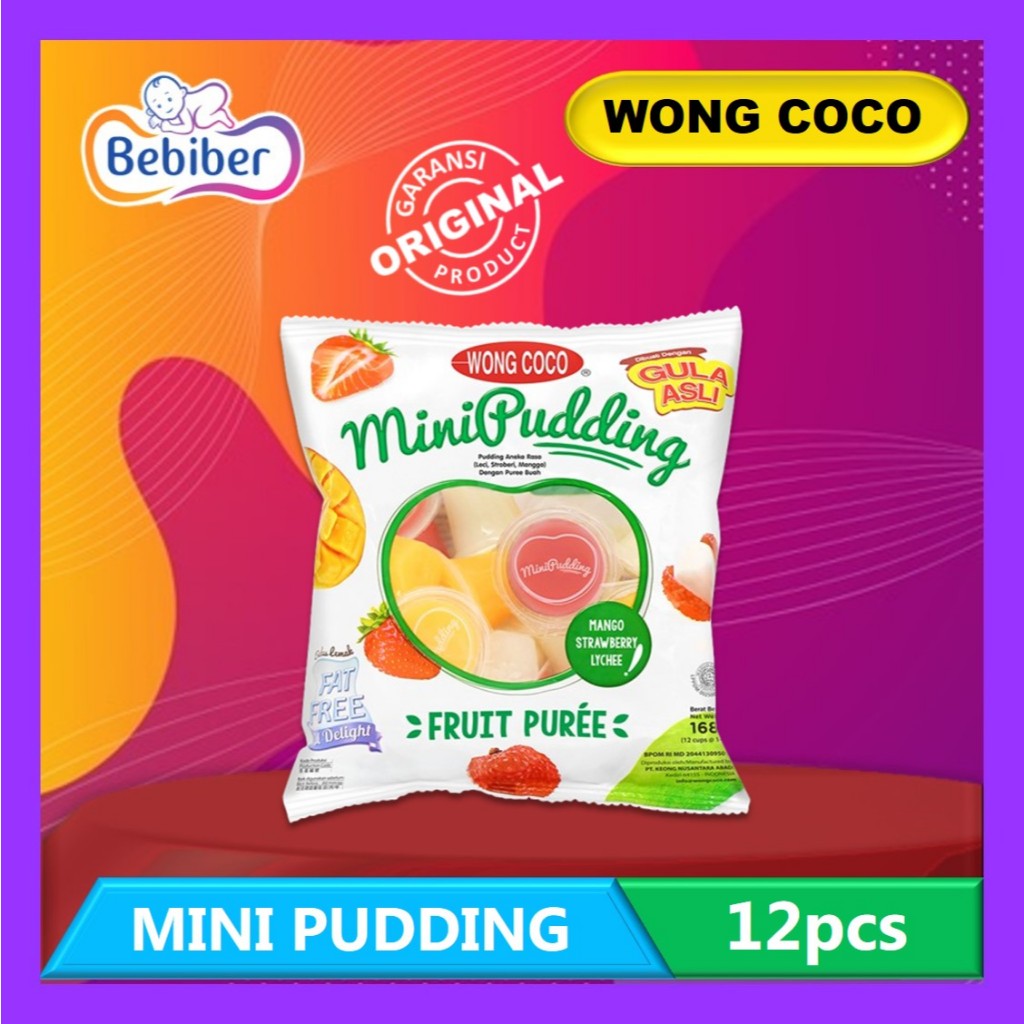 

Wong Coco Mini Pudding 12pcs - Fruit Puree - Buah Asli - Ngemil Fat Free - Puding Kecil - Bebiber