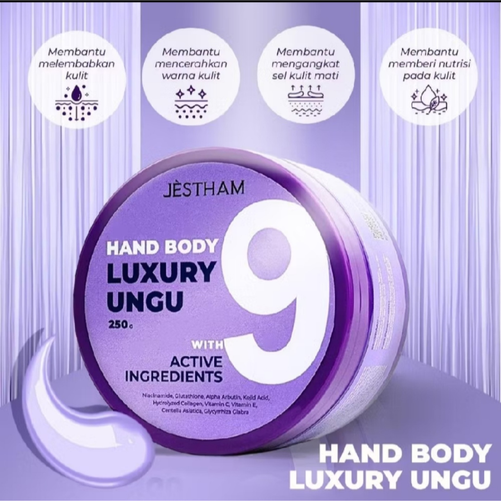 [SALE RAMADHAN] Jestham Hand Body Luxury Ungu 250 GR [jestham hand body] Lotion Jumbo
