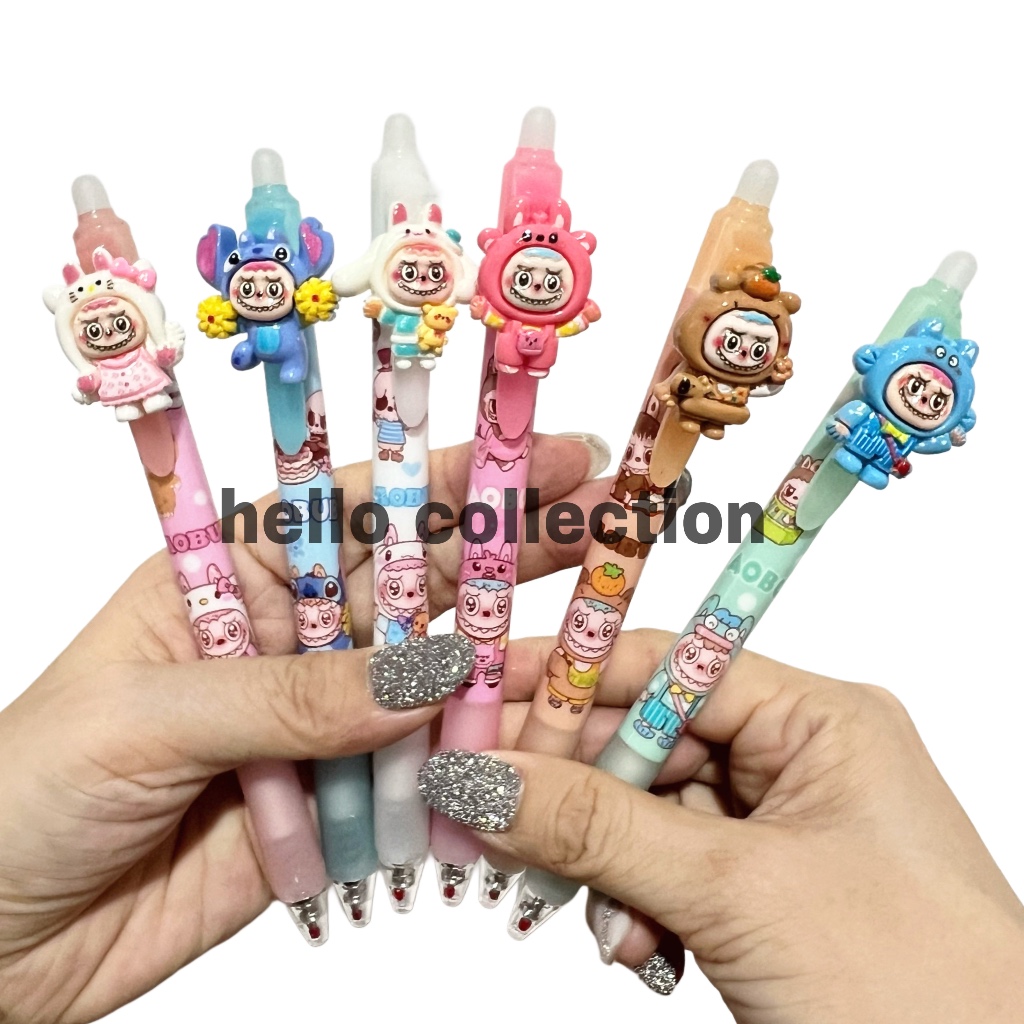 

Pulpen Anak 3D Labubu Xiaobubu Cetek Pen Gel Karakter Kartun 0.5mm