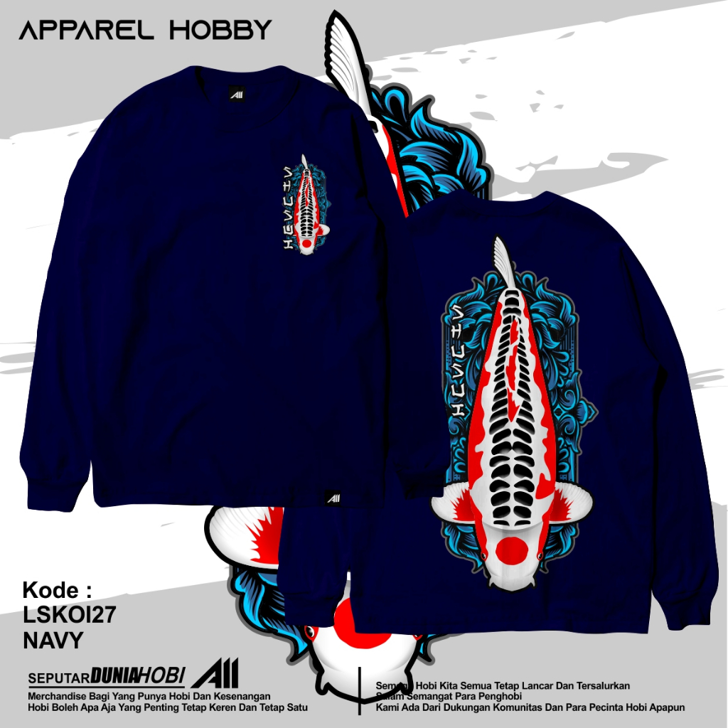 KAOS IKAN KOI SHUSUI KOI27 NAVY TSHIRT APPAREL HOBBY