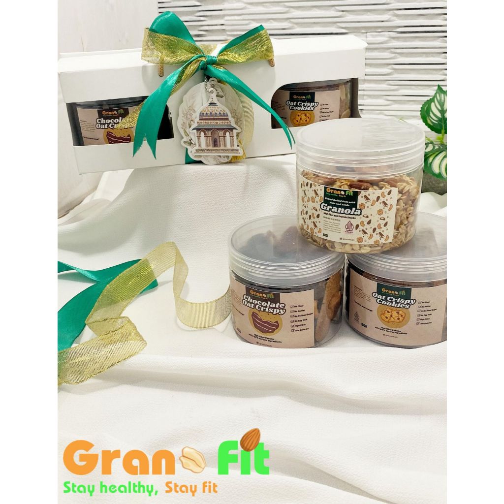 

Hampers Lebaran Oatmeal Cookies, Granola – Kue Kering Sehat, Premium, Eid Mubarak |