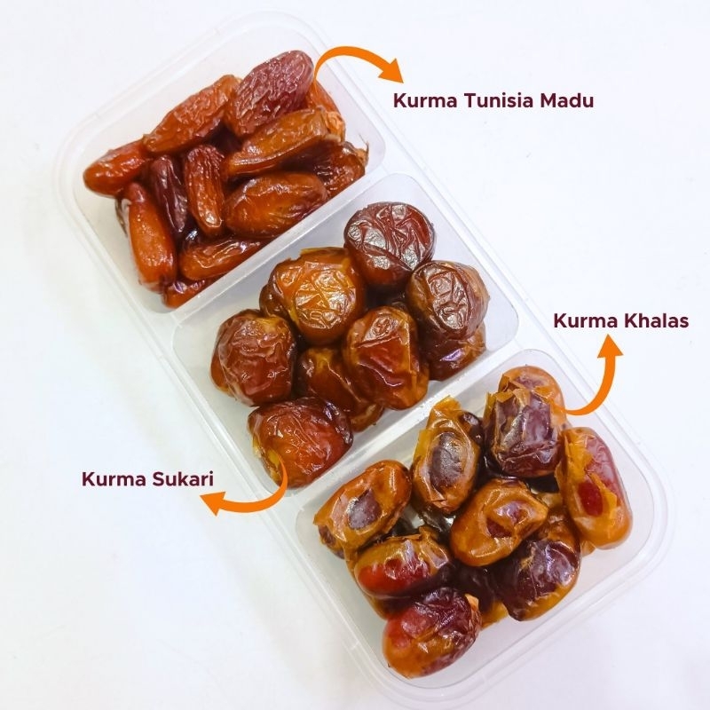 

Paket Hemat Kurma Mix 3in1 kurleb 380gr isi Kurma Khalas, Kurma Sukari, Kurma Tunisia Madu