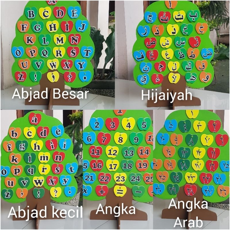 Mainan Edukasi Pohon, Pohon Abjad, Pohon Abjad  Besar, Pohon Abjad  Kecil, Pohon  Hijaiyah,Pohon Ang