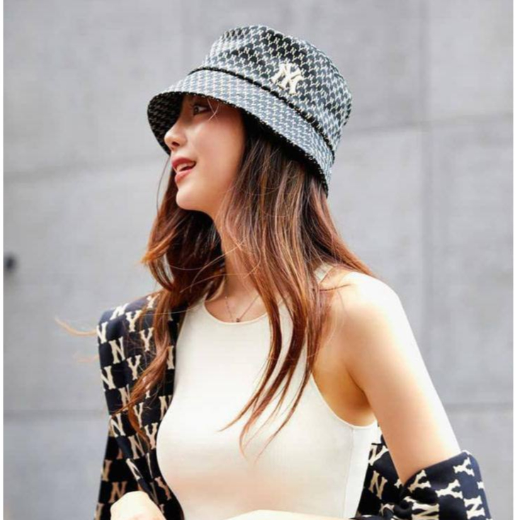 [Ready]MLB Basic Monogram Bucket Hat in Black Pink l Grey White