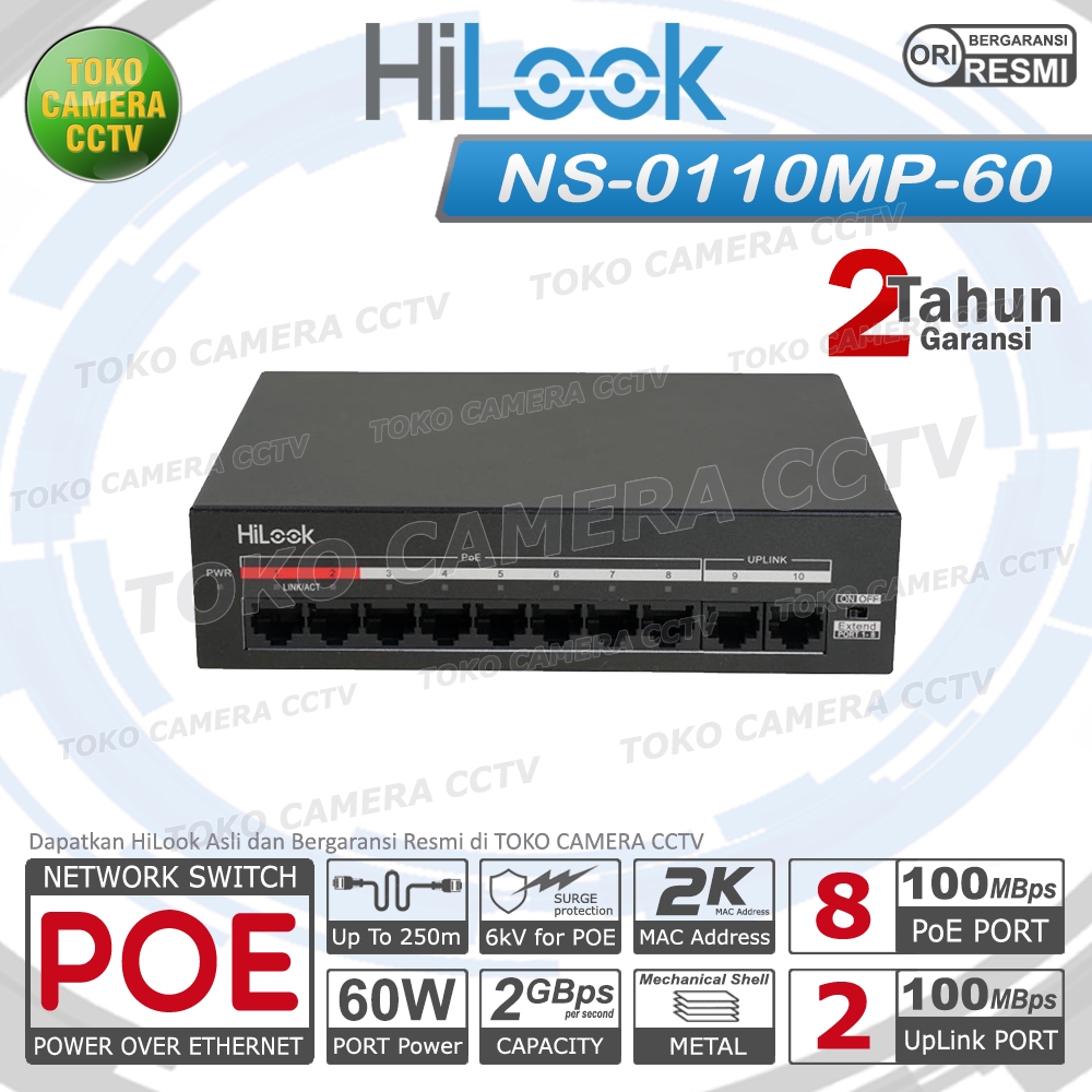 SWITCH POE HILOOK 8 PORT 2 UPLINK