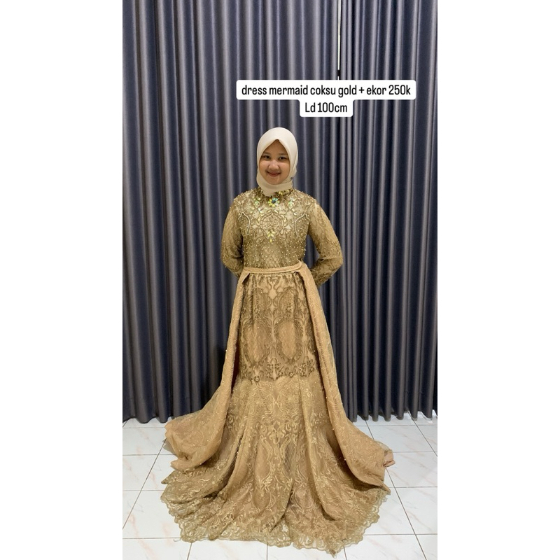 Preloved Dress Mermaid Coksu Gold + Ekor