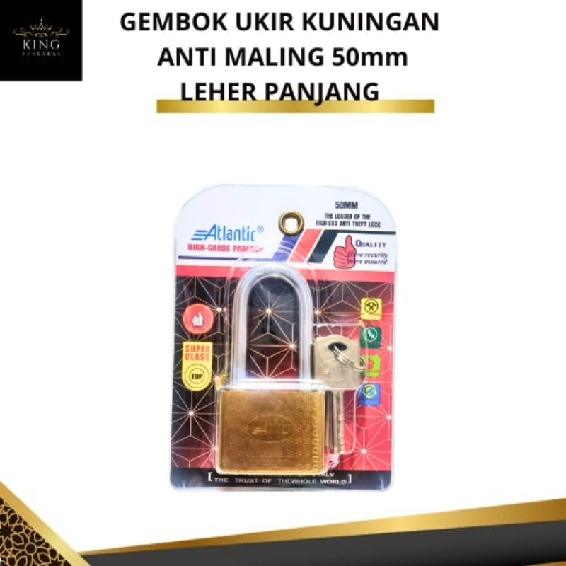 Gembok Anti Maling/Gembok Baja kuningan 50mm panjang