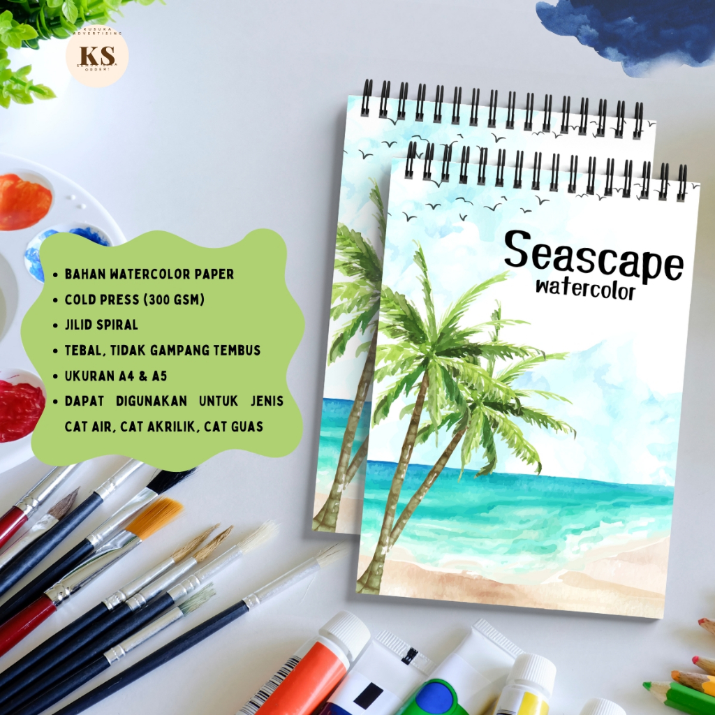 

SEASCAPE Watercolor Book A4 A5 COLD PRESS 300GSM Pemandangan Pantai Buku Sketsa Cat Air