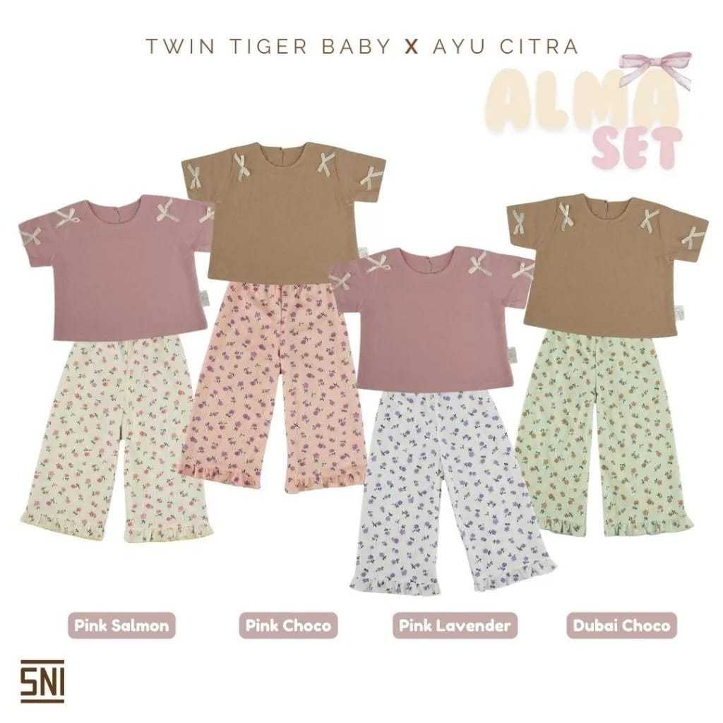 Setelan Anak Usia 1-6 Tahun dan Celana Kulot Baju Crop ALMA SET One set Anak Perempuan Setelan Kulot