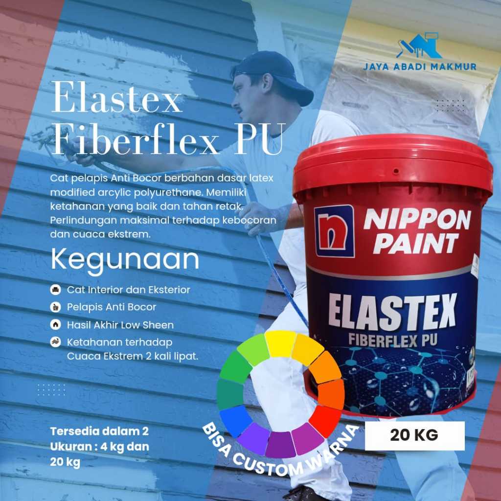Nippon Paint Elastex Fiberflex PU 20 kg / Cat Pelapis Anti Bocor / Warna Custom / Nippon Paint Tinti