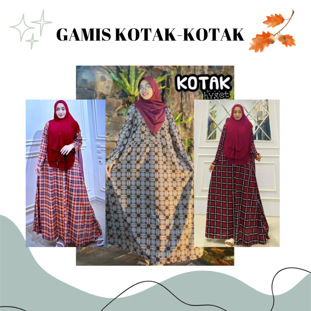 Gamis Motif Kotak-Kotak Modern | Dress Busui Friendly