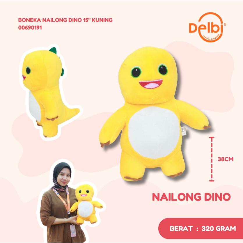 BONEKA NAILONG DINO 15" KUNING BONEKA NAILONG