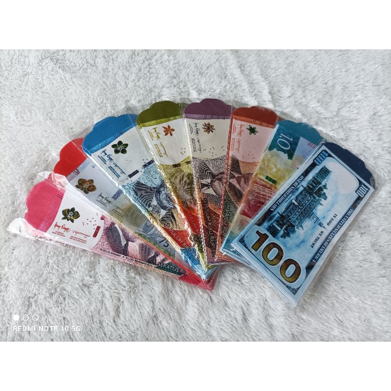 

10 pcs AMPLOP PANJANG MOTIF UANG untuk lebaran waisak nyepi natal galungan tahun baru