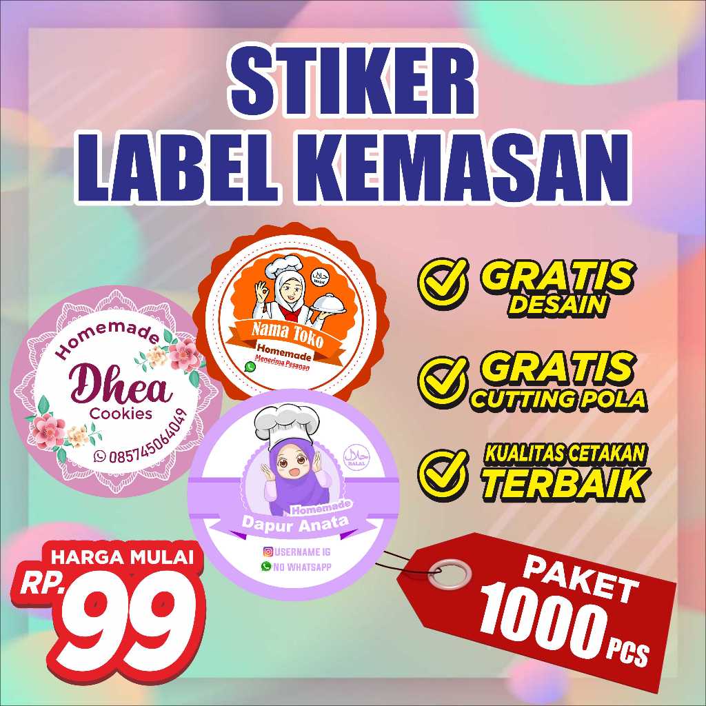 

(1000PCS) STIKER LABEL MAKANAN / STICKER CUSTOM / MINUMAN OLSHOP MURAH SUDAH DI CUTTING