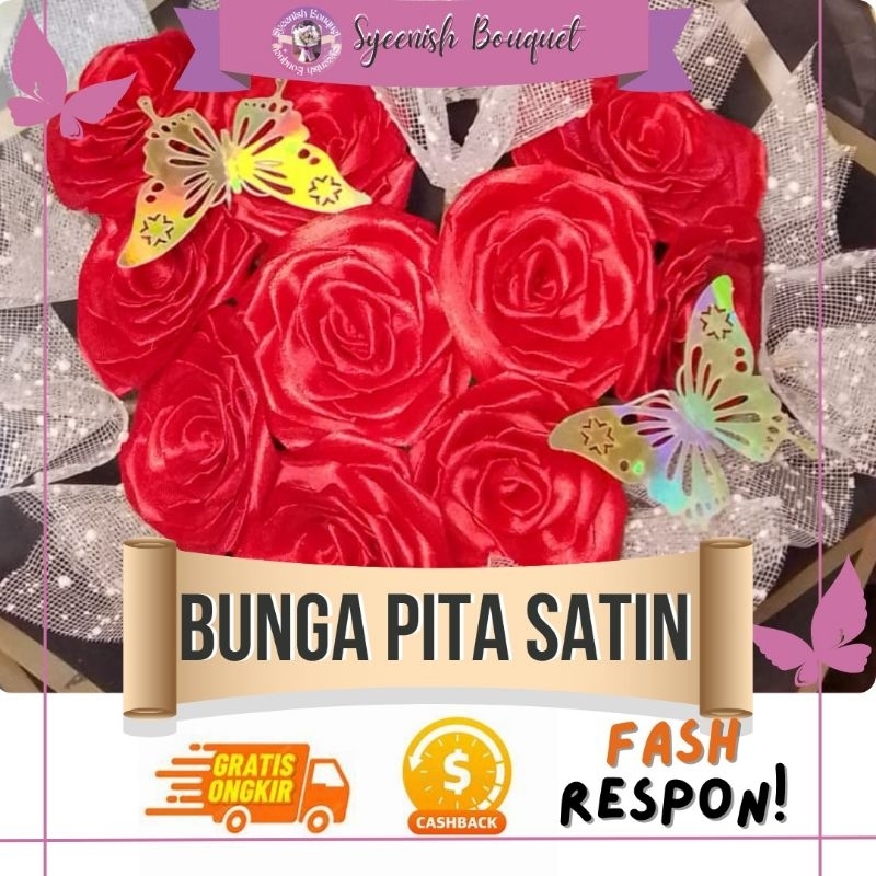 

Bunga Pita Satin Merah